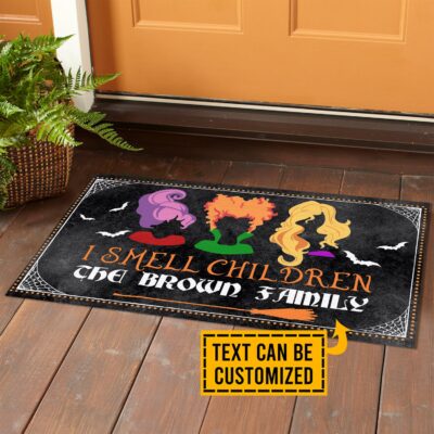 Personalized I Smell Children Funny Sanderson Sisters House Doormat - Custom Family Name Halloween Outdoor Doormat