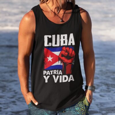 Alternative view of Patria Y Vida Viva Cuba Libre Cotton Tank Top Tee - Ladies Racerback Tank - Free Cuba Shirt