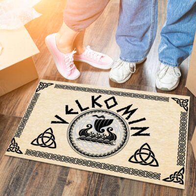 Old Norse Velkomin Viking Welcome Outdoor Indoor Doormat - Nordic Welcome Door Mat Rug - Housewarming Gift