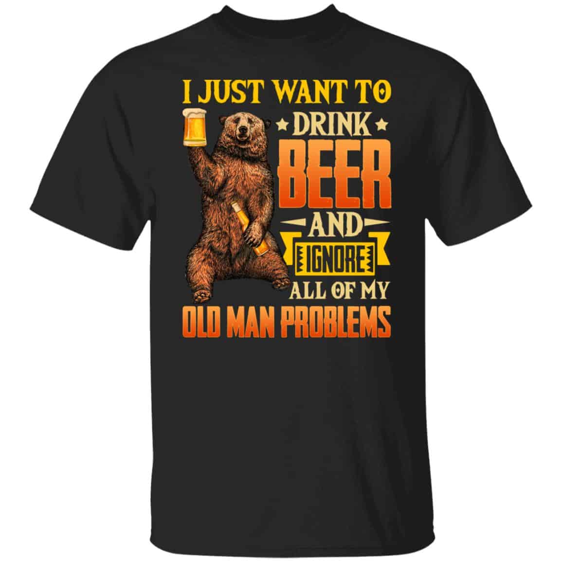 Bear Drinking Beer Shirt, Black, Unisex T-Shirt Bear Drinking Beer Shirt, Black, Unisex T-Shirt