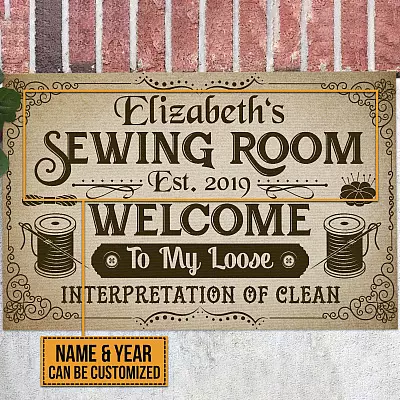 Personalized Name Sewing Room Welcome To My Loose Interpretation Of Clean House Doormat - Outdoor Doormat