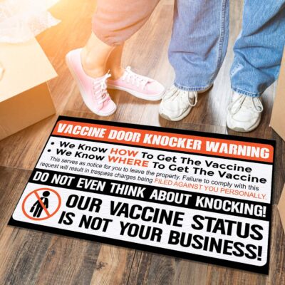 Vaccine Door Knocker Warning No Vaccine Soliciting Indoor Outdoor Doormat - Anti Biden Vaccination Door Mat