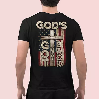 Alternative view of God's Got My Back Print On Back Shirt - Christian God Shirt - Believe In God Shirt