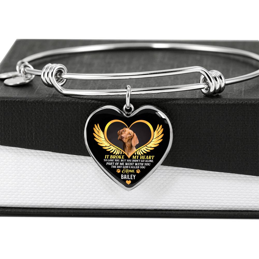 Personalized Photo It Broke Our Hearts To Lose You Heart Pendant Necklace - Memorial Pet Custom Photo Gift