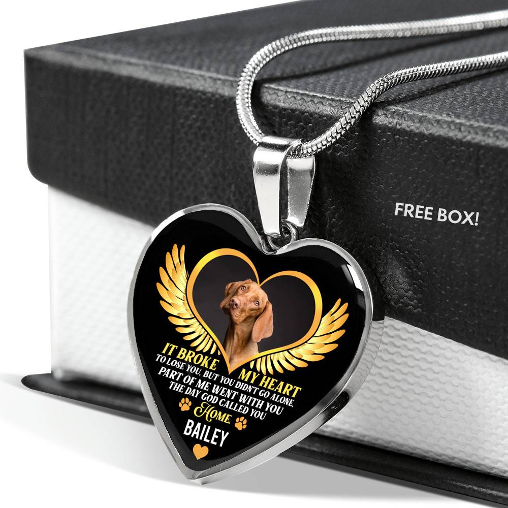 Personalized Photo It Broke Our Hearts To Lose You Heart Pendant Necklace - Memorial Pet Custom Photo Gift