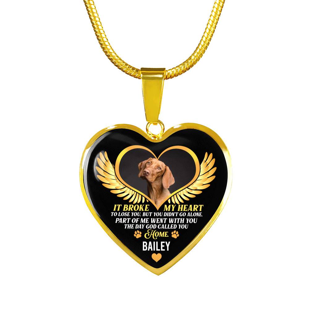 Personalized Photo It Broke Our Hearts To Lose You Heart Pendant Necklace - Memorial Pet Custom Photo Gift
