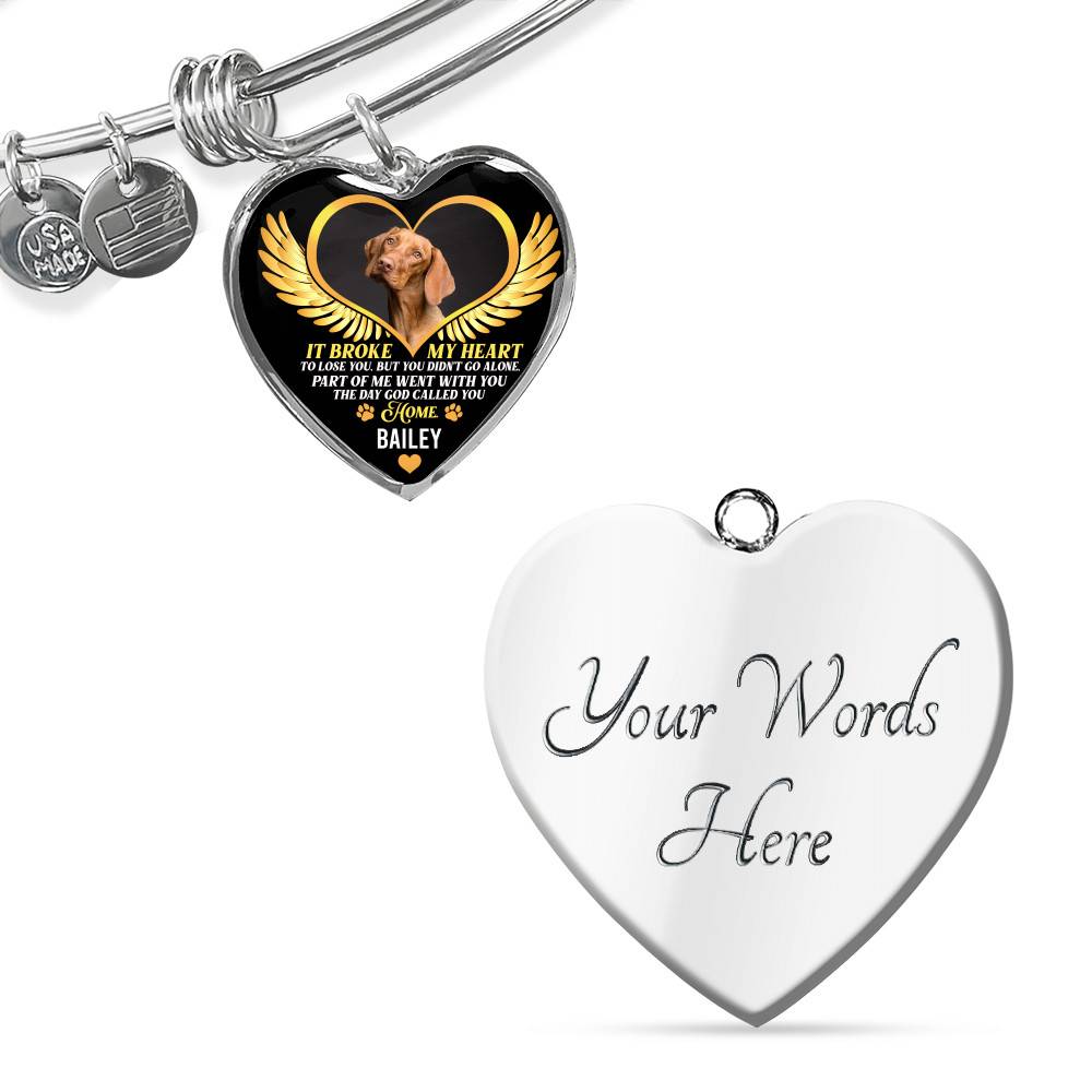 Personalized Photo It Broke Our Hearts To Lose You Heart Pendant Necklace - Memorial Pet Custom Photo Gift