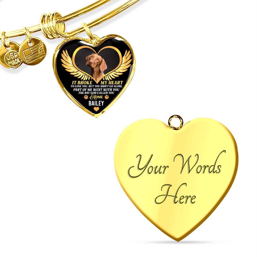 Personalized Photo It Broke Our Hearts To Lose You Heart Pendant Necklace - Memorial Pet Custom Photo Gift