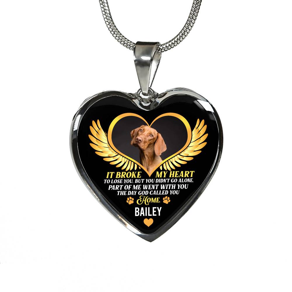 Personalized Photo It Broke Our Hearts To Lose You Heart Pendant Necklace - Memorial Pet Custom Photo Gift