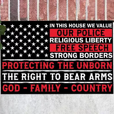 In This House We Value Our Police Religious Liberty Free Speech Doormat - Outdoor Indoor Doormat