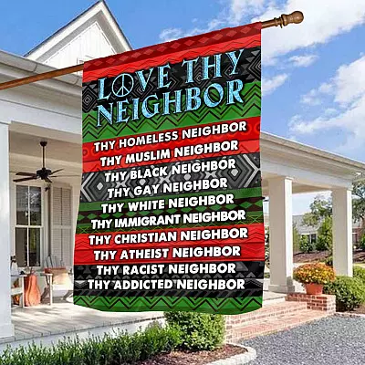 Christian Love Thy Neighbor Verse Garden Flag - House Flag - Wall Flag - Be Kind Flag