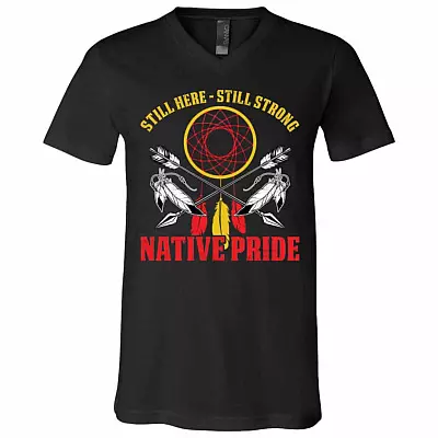 native, Black, V-Neck T-Shirt