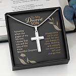 To My Dearest Son Someday When The Pages Of My Life End Artisan Crafted Cross Necklace - Son Necklace Gifts To My Dearest Son Someday When The Pages Of My Life End Artisan Crafted Cross Necklace - Son Necklace Gifts