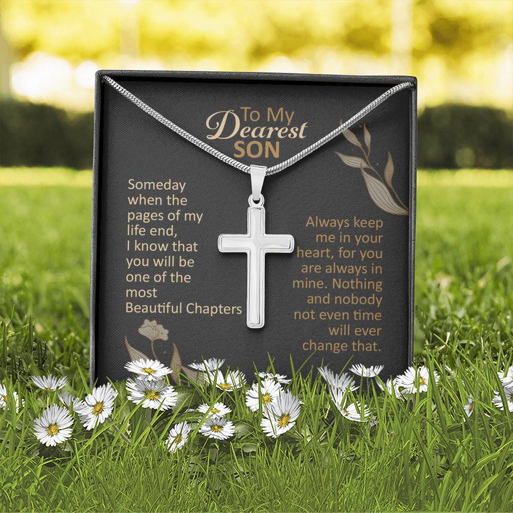 To My Dearest Son Someday When The Pages Of My Life End Artisan Crafted Cross Necklace - Son Necklace Gifts To My Dearest Son Someday When The Pages Of My Life End Artisan Crafted Cross Necklace - Son Necklace Gifts