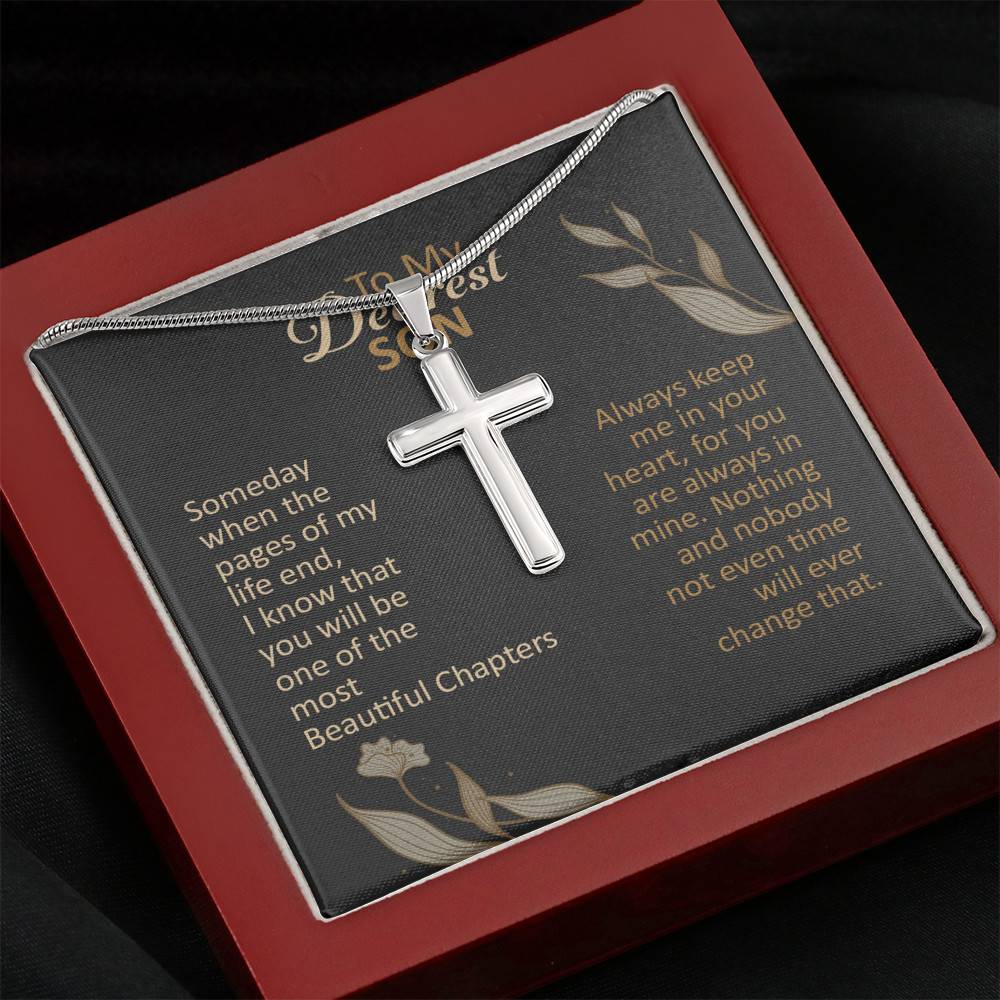 To My Dearest Son Someday When The Pages Of My Life End Artisan Crafted Cross Necklace - Son Necklace Gifts To My Dearest Son Someday When The Pages Of My Life End Artisan Crafted Cross Necklace - Son Necklace Gifts