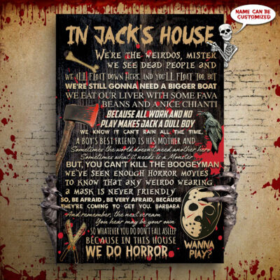 Alternative view of Personalized Name In This House We Do Horror Wanna Play Gallery Wrapped Framed Canvas Prints - Unframed Poster