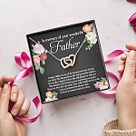In Memory Of Your Wonderful Father Interlocking Hearts Pendant Necklace - Memorial Gifts For Loss Of Dad