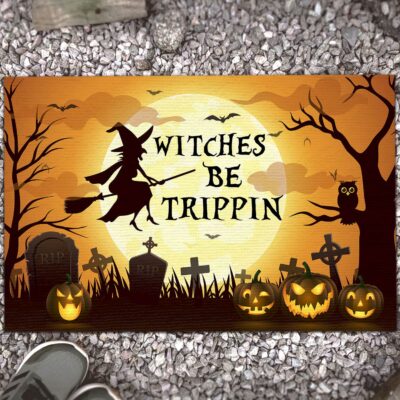 Witches Be Trippin Funny Halloween Decorations Witches Doormat Entrance Decorative Doormat