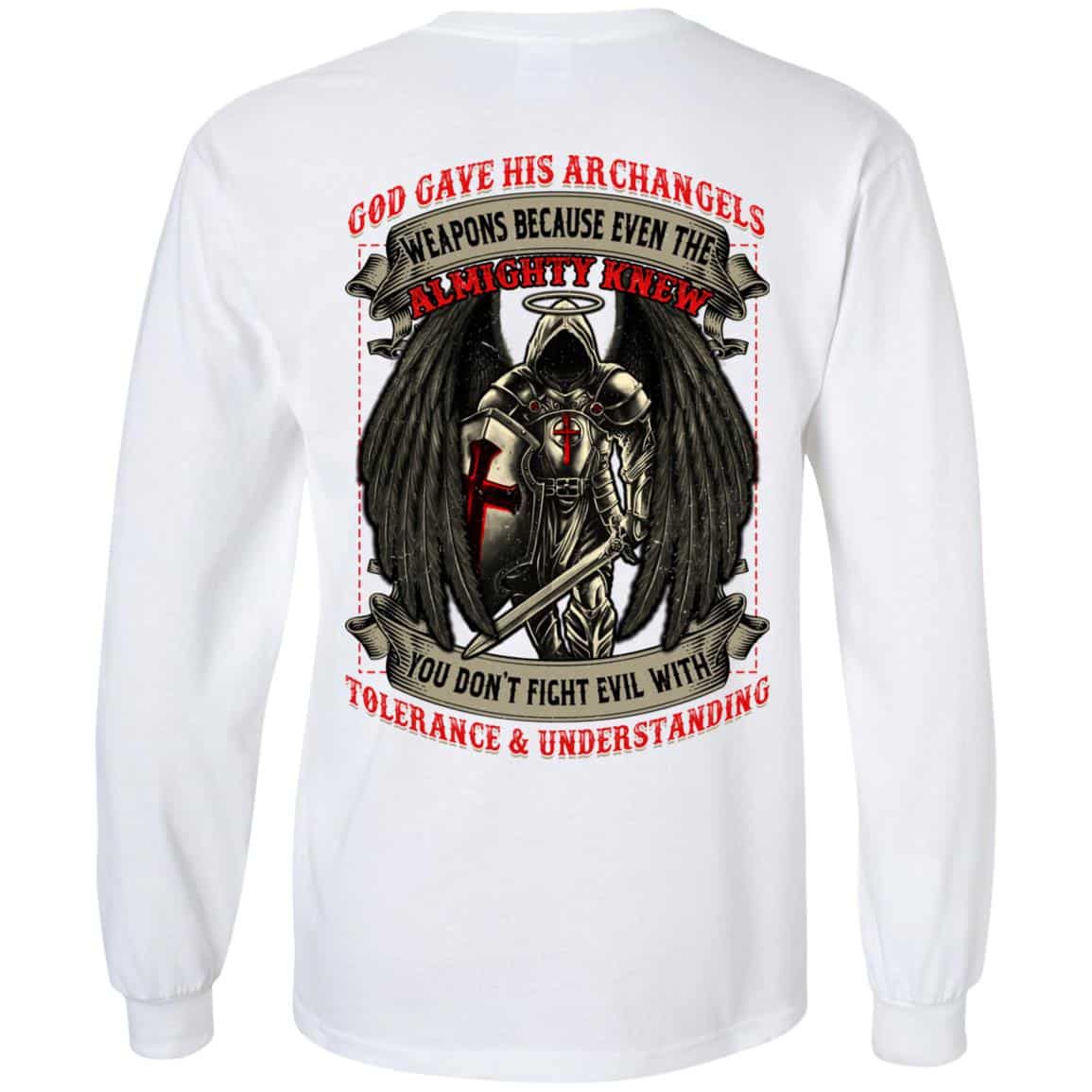 God Gave His Archangels Hoodie, White, Long Sleeve