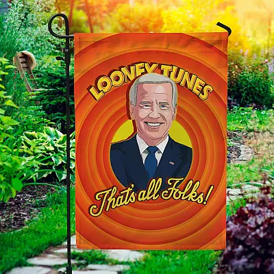 Looney Tunes That's All Folks Biden Garden Flag - House Flag - Wall Flag