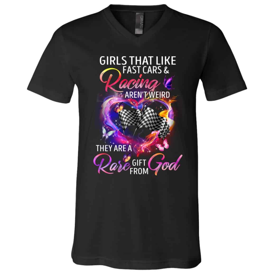 fast car racing shirt, Black, V-Neck T-Shirt