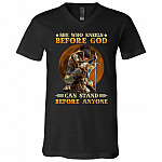 kneel, Black, V-Neck T-Shirt kneel, Black, V-Neck T-Shirt