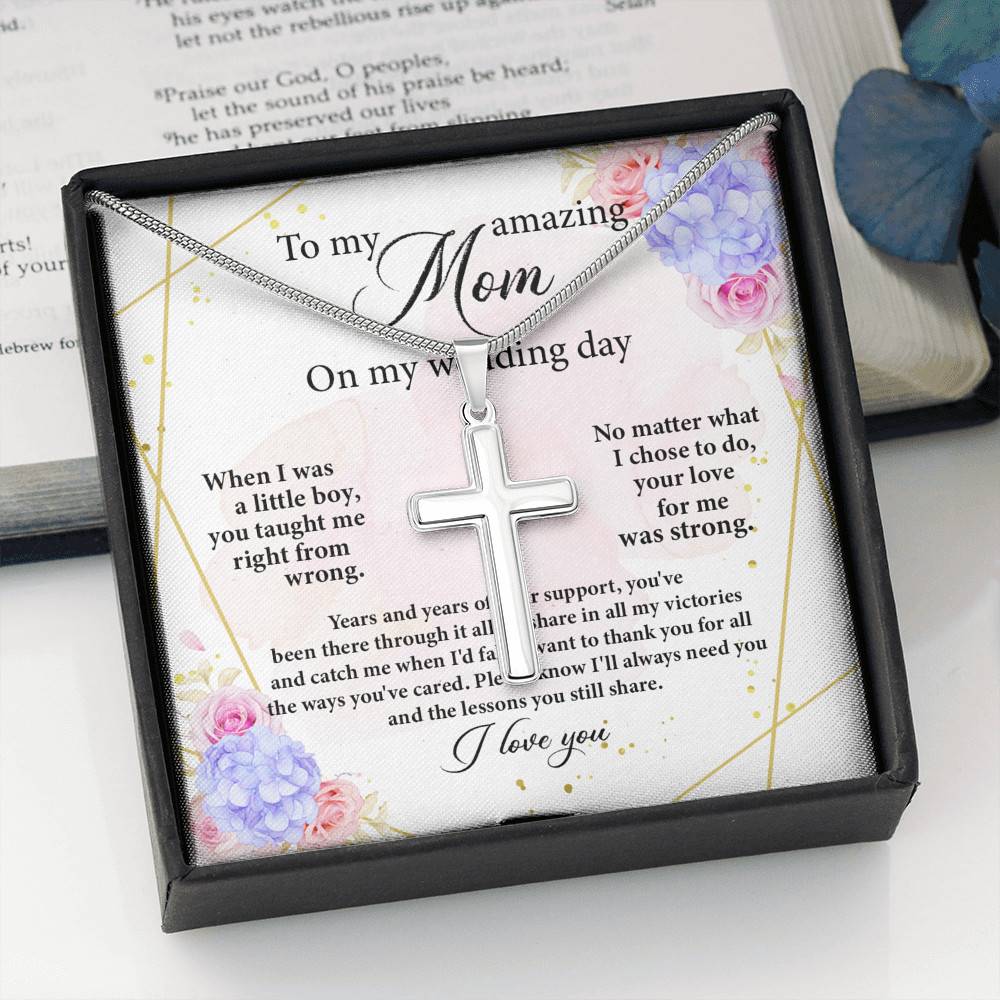 To My Amazing Mom on My Wedding Day Cross Pendant Necklace To My Amazing Mom on My Wedding Day Cross Pendant Necklace