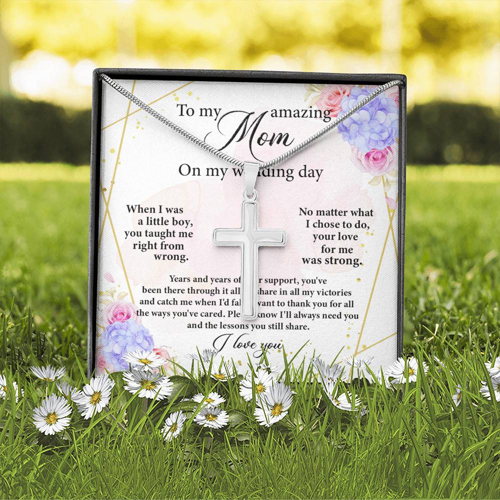 To My Amazing Mom on My Wedding Day Cross Pendant Necklace To My Amazing Mom on My Wedding Day Cross Pendant Necklace