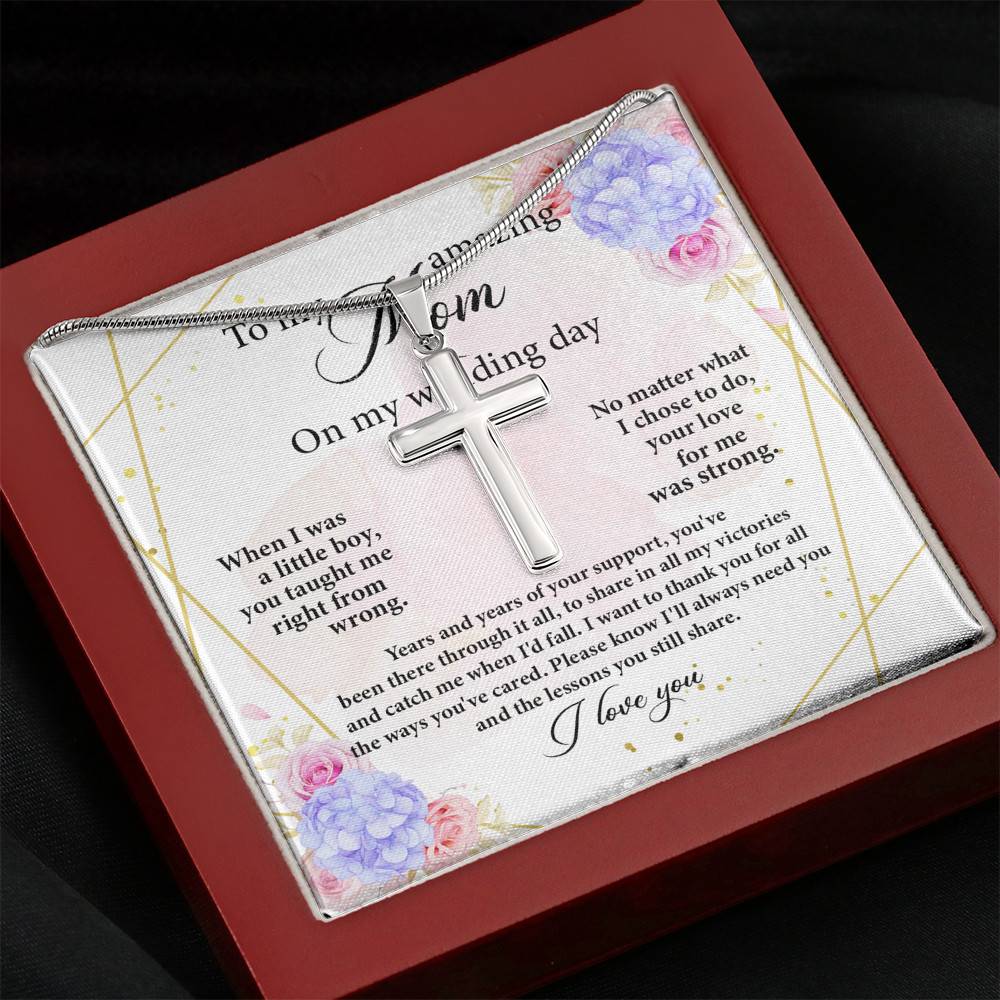To My Amazing Mom on My Wedding Day Cross Pendant Necklace To My Amazing Mom on My Wedding Day Cross Pendant Necklace