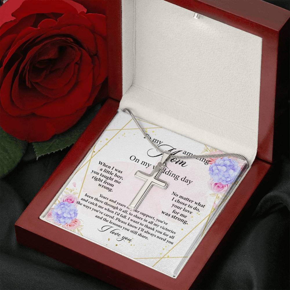To My Amazing Mom on My Wedding Day Cross Pendant Necklace To My Amazing Mom on My Wedding Day Cross Pendant Necklace