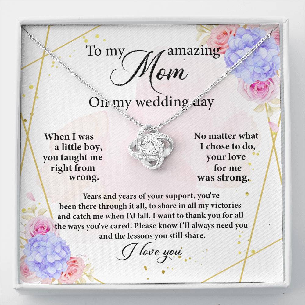 To My Amazing Mom on My Wedding Day Love Knot Pendant Necklace - Love Knot Necklace To My Amazing Mom on My Wedding Day Love Knot Pendant Necklace - Love Knot Necklace