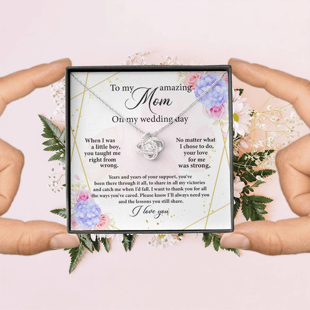 To My Amazing Mom on My Wedding Day Love Knot Pendant Necklace To My Amazing Mom on My Wedding Day Love Knot Pendant Necklace