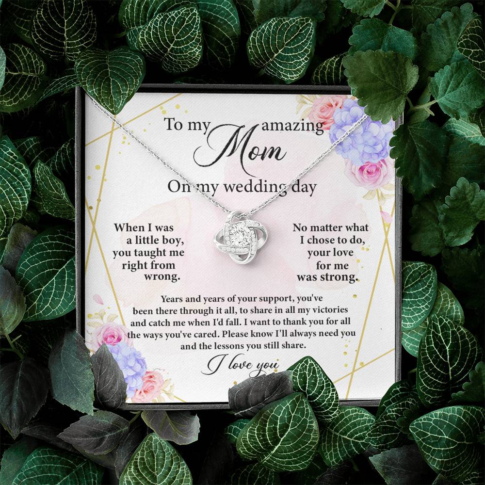 To My Amazing Mom on My Wedding Day Love Knot Pendant Necklace To My Amazing Mom on My Wedding Day Love Knot Pendant Necklace