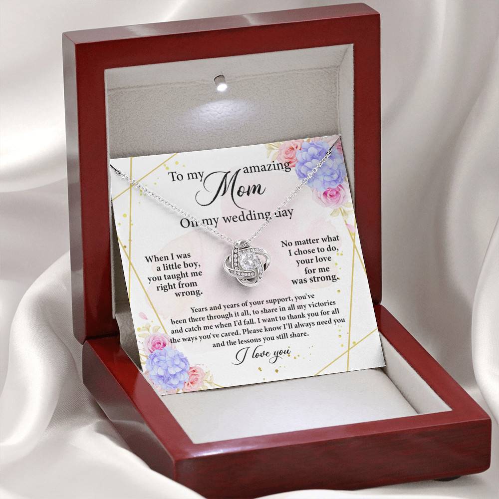 To My Amazing Mom on My Wedding Day Love Knot Pendant Necklace To My Amazing Mom on My Wedding Day Love Knot Pendant Necklace