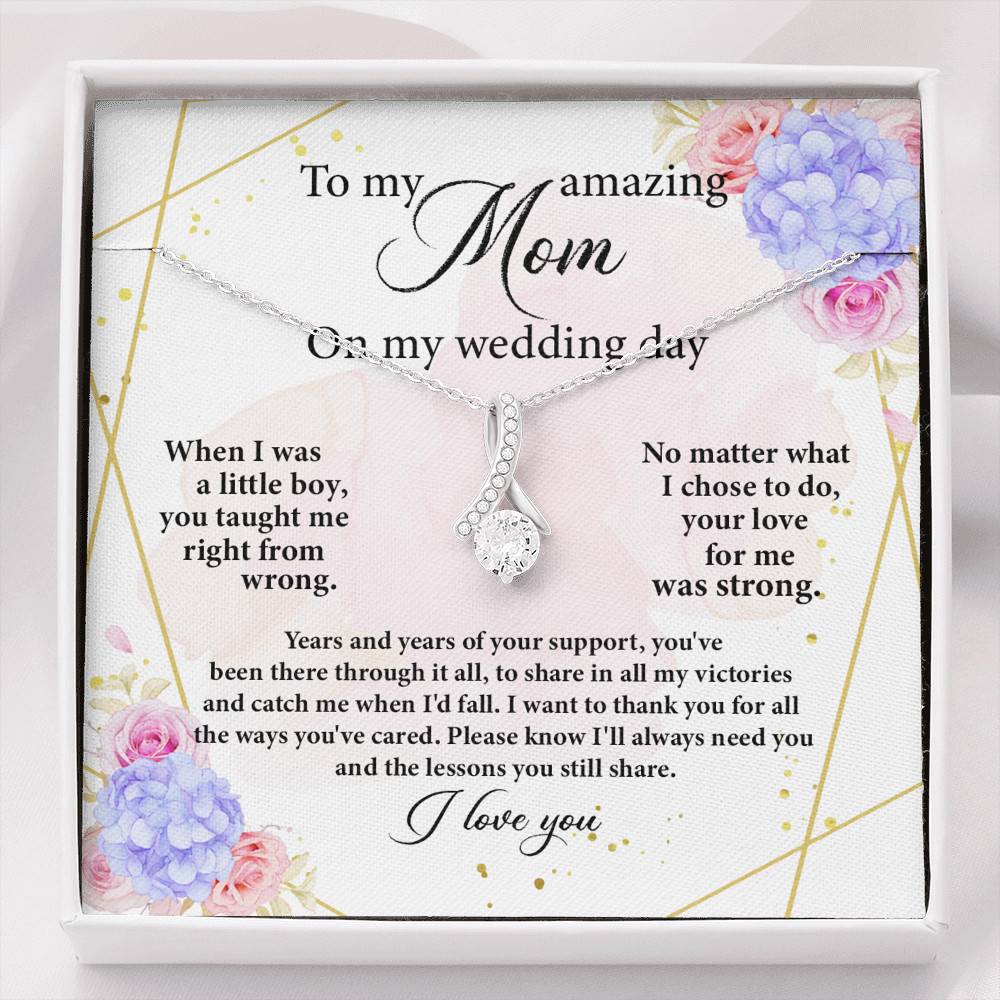 To My Amazing Mom on My Wedding Day Alluring Pendant Necklace - Alluring Beauty Necklace