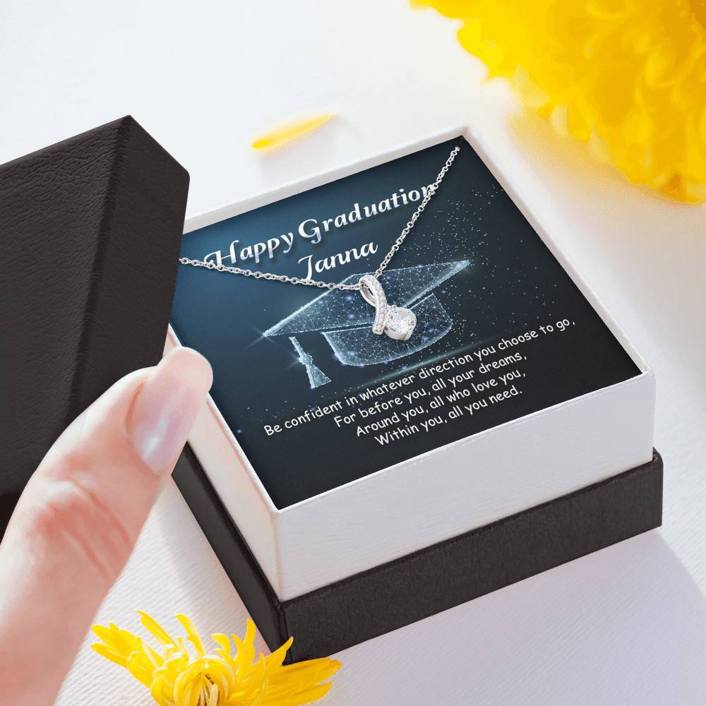 Personalized Name Happy Graduation Be Confident In Whatever Direction You Choose Alluring Pendant Necklace
