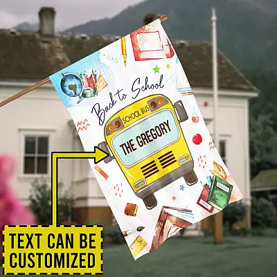 Alternative view of Personalized School Bus Welcome Back To School Garden Flag - House Flag - Wall Flag
