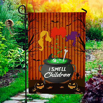 Halloween I Smell Children Outdoor Indoor Decorative Garden Flag - House Flag - Wall Flag - Hocus Pocus Flag