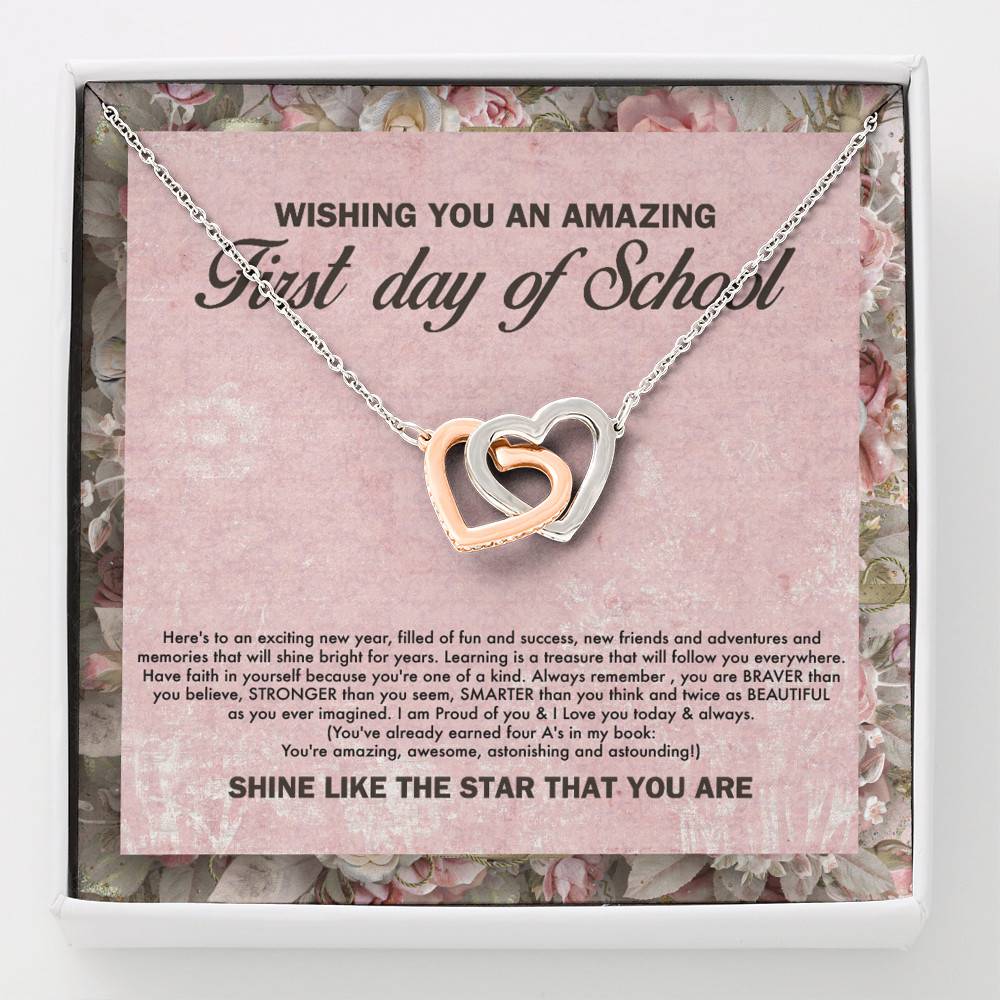 Wishing You an Amazing First Day of School You're Amazing Interlocking Hearts Pendant Back to School Necklace - Interlocking Hearts Necklace