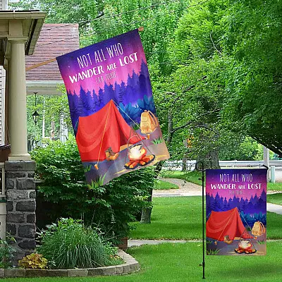 Alternative view of Not All Who Wander Are Lost Garden Flag - House Flag - Wall Flag - Camping Gift Ideas