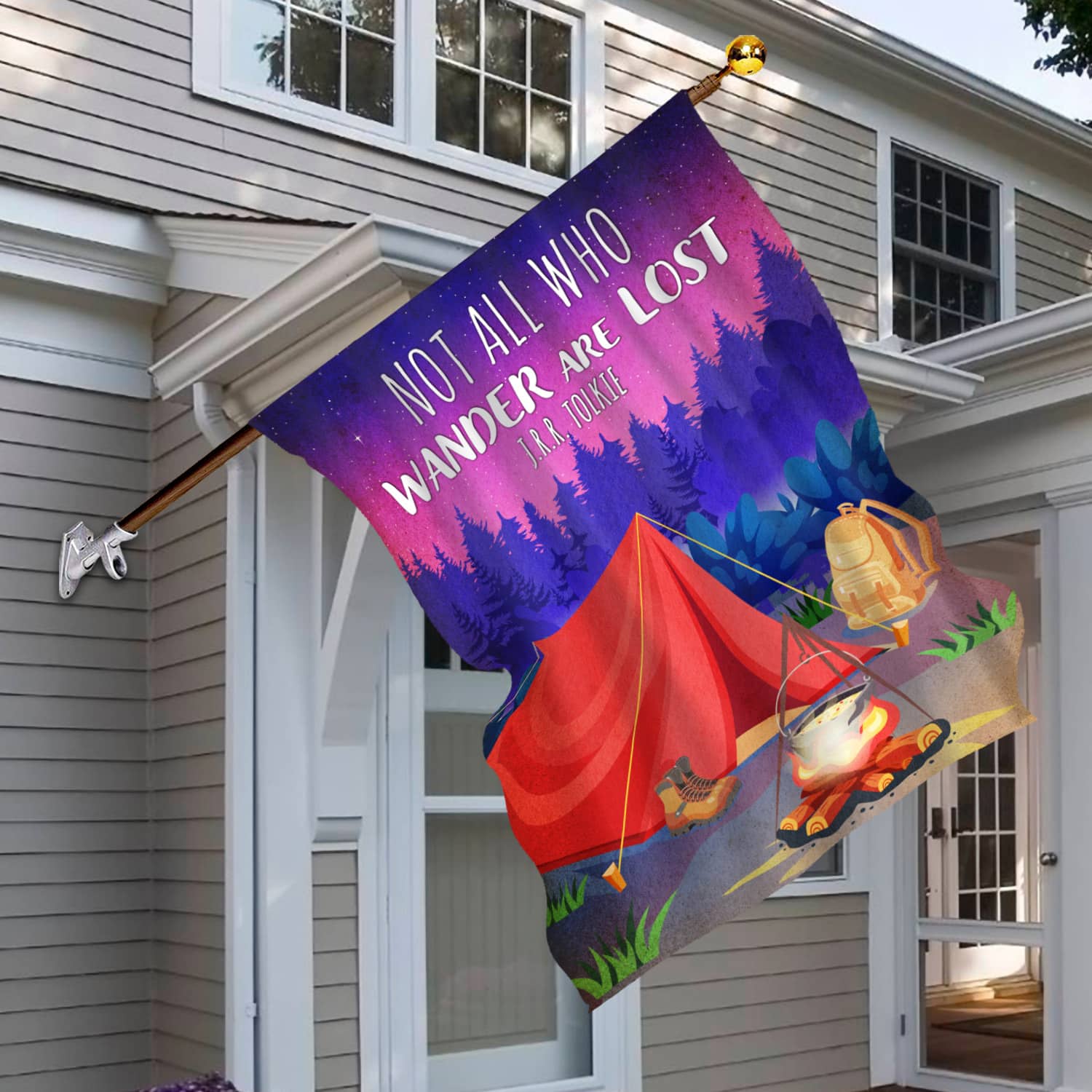 3KNG. Wander Lost 30x40 House Flag Mockup 6