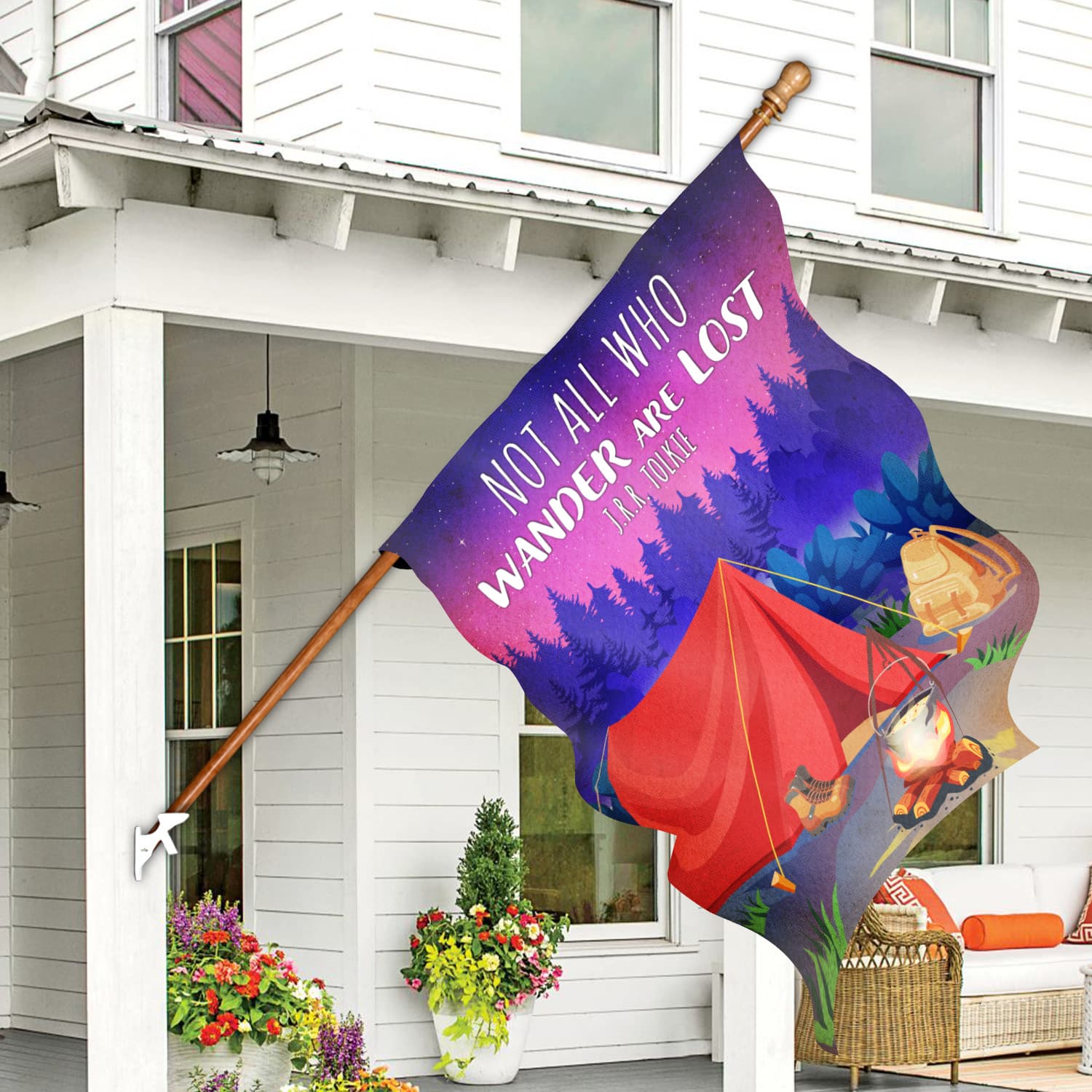 3KNG. Wander Lost 30x40 House Flag Mockup 7