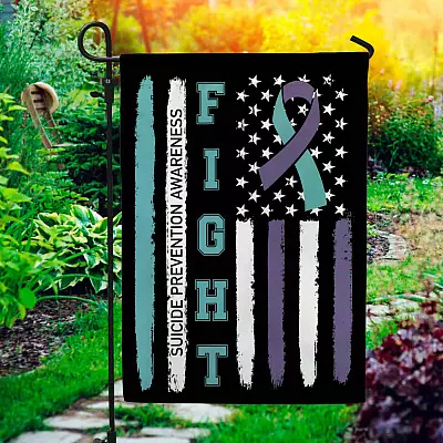 Alternative view of Fight American Flag Suicide Prevention Awareness Garden Flag - House Flag - Wall Flag