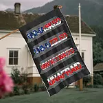 1O uu tien. Unmasked Unmuzzled (2) House Flag Mockup 4