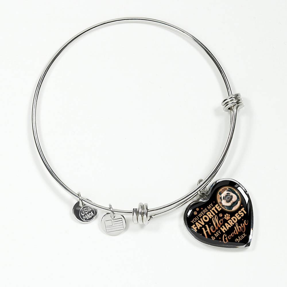 Personalized Photo You Were My Favorite Hello and My Hardest Goodbye Pet Memorial Heart Pendant Necklace