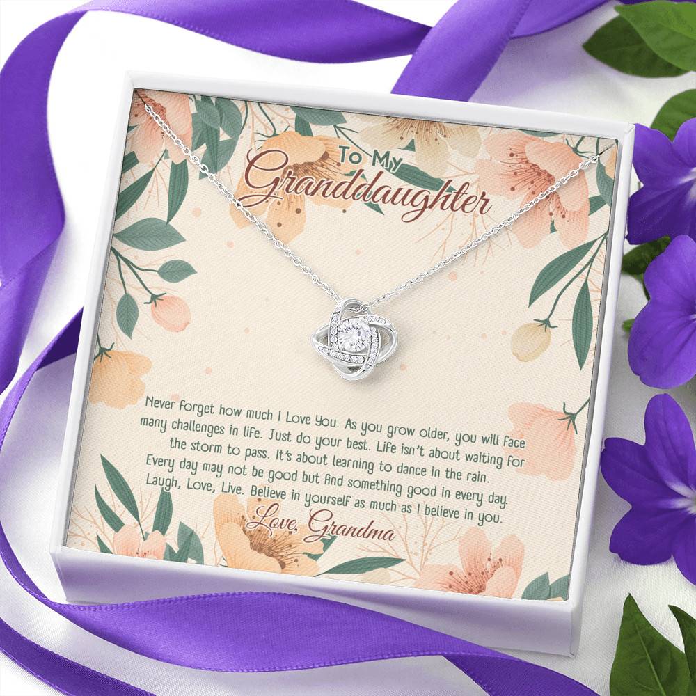 To My Granddaughter From Grandma Believe In Yourself As Much As I Believe In You Love Knot Necklace