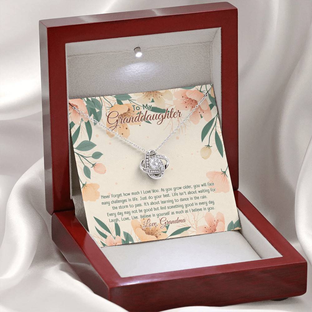 To My Granddaughter From Grandma Believe In Yourself As Much As I Believe In You Love Knot Necklace