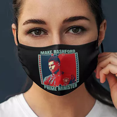 Make Rashford Prime Minister Washable Reusable Custom - Printed Cloth Face Mask Cover