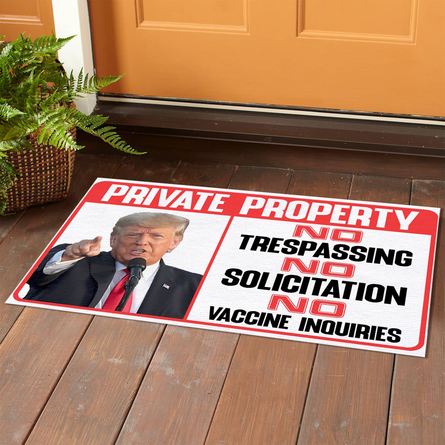 3VT. UU TIEN Trump Private Property Doormat mockup 1