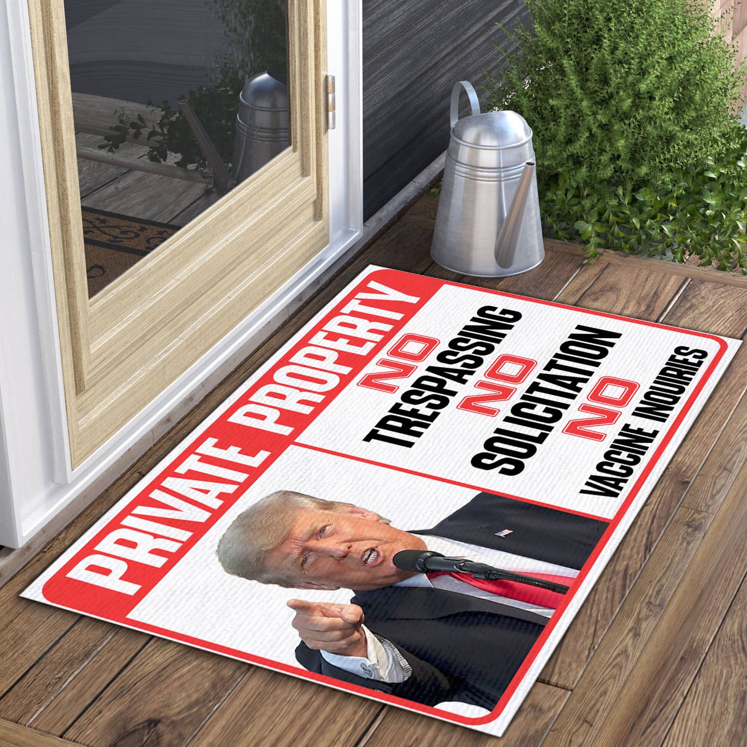 3VT. UU TIEN Trump Private Property Doormat mockup 3